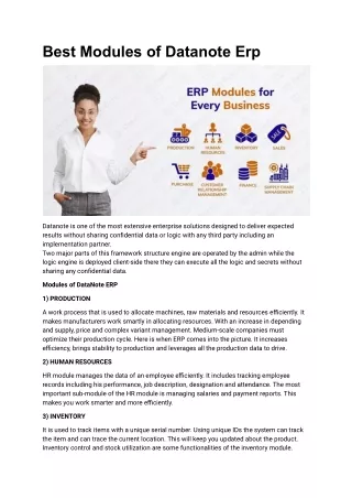 Best Modules of Datanote Erp