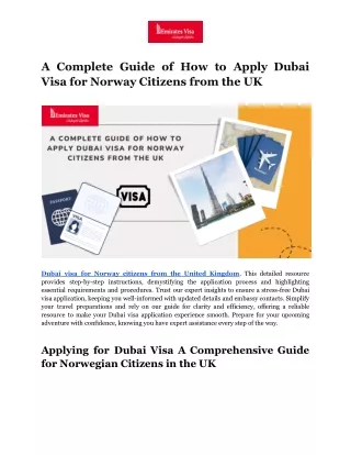 A Complete Guide of How to Apply Dubai Visa for Norway Citizens from the UK