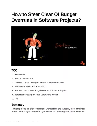 How to Steer Clear Of Budget Overruns in Software