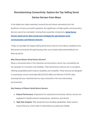 Revolutionizing Connectivity_ Explore the Top-Selling Serial Device Servers from Moxa