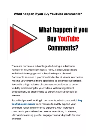 What happen if you Buy YouTube Comments