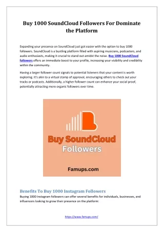 Buy 1000 SoundCloud Followers For Dominate the Platform