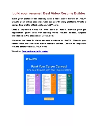 build your resume | Best Video Resume Builder