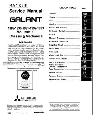 1990 Mitsubishi Galant Service Repair Manual