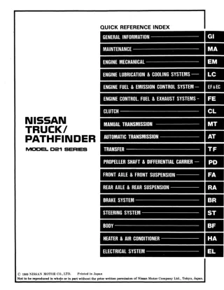 1990 Nissan Truck & Pathfinder Service Repair Manual