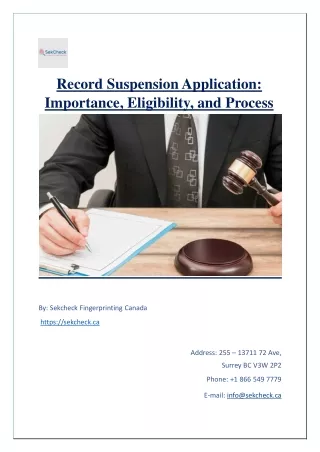 Record Suspension Application- Importance, Eligibility, and Process