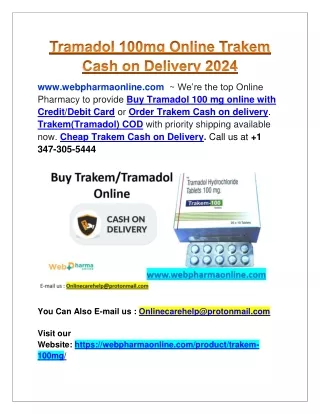 Tramadol 100mg Online Trakem Cash on Delivery 2024