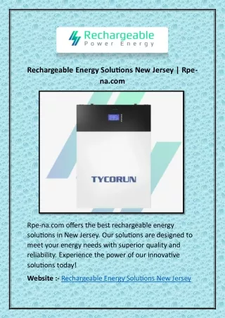 Rechargeable Energy Solutions New Jersey | Rpe-na.com