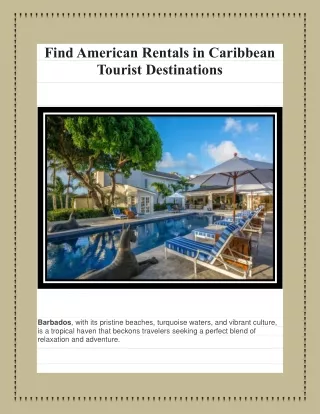 Find American Rentals in Caribbean Tourist Destinations