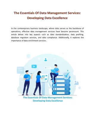 The Essentials Of Data Management Services: Developing Data Excellence