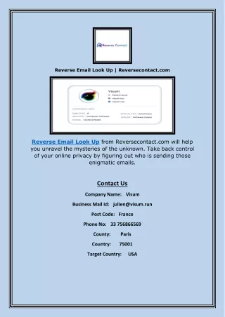 Reverse Email Look Up | Reversecontact.com