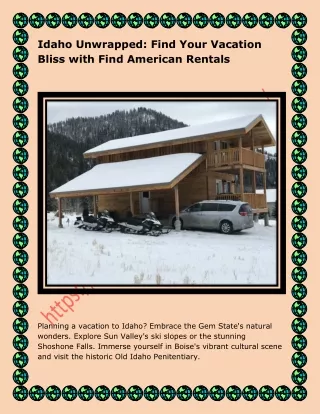 Idaho Unwrapped: Find Your Vacation Bliss with Find American Rentals