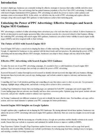 Unlocking the Power of PPC Advertising: Effective Strategies and Search Engine S