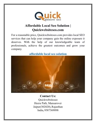 Affordable Local Seo Solution | Quickwebsiteseo.com