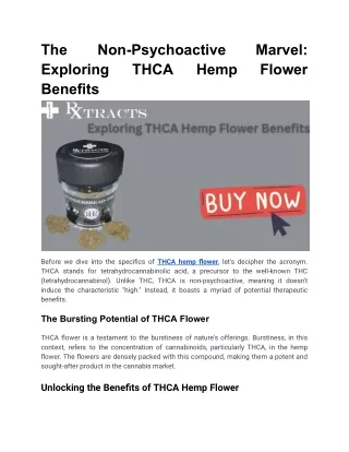 The Non-Psychoactive Marvel_ Exploring THCA Hemp Flower Benefits