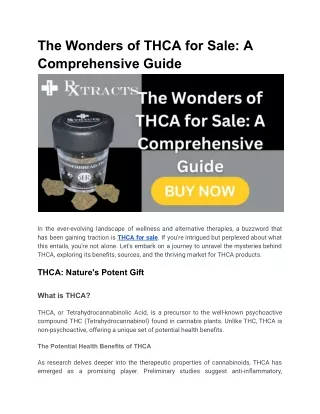 The Wonders of THCA for Sale_ A Comprehensive Guide