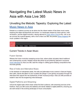 Navigating the Latest Music News in Asia with Asia Live 365