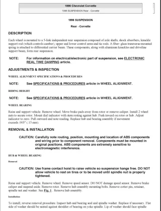 1992 Chevrolet Corvette Service Repair Manual