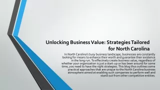 Unlocking Business Value Strategies Tailored for North Carolina
