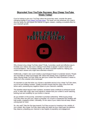 Buy Cheap YouTube Views Today!
