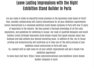 Leave Lasting Impressions with the Right Exhibition Stand Builder in Paris