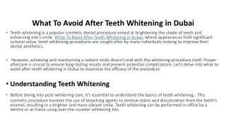 What To Avoid After Teeth Whitening in Dubai