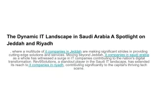 The Dynamic IT Landscape in Saudi Arabia A Spotlight on Jeddah and Riyadh