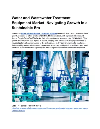 Water and Wastewater Treatment Equipment Market