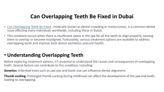 Can Overlapping Teeth Be Fixed in Dubai