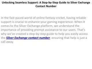 Unlocking Seamless Support: A Step-by-Step Guide to Silver Exchange Contact Numb