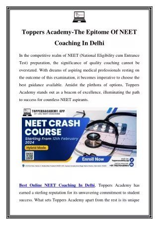 Best Online NEET Coaching In Delhi Call-07827048964