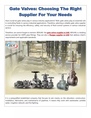 Gate Valves: Choosing The Right Supplier For Your Needs