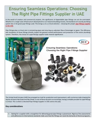 Ensuring Seamless Operations: Choosing The Right Pipe Fittings Supplier in UAE