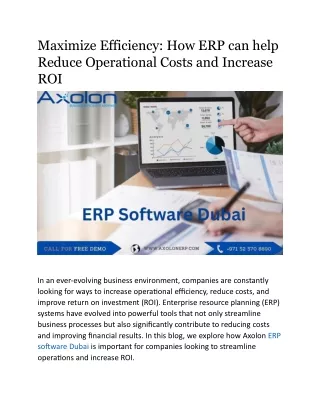 Maximize Efficiency How ERP can help Reduce Operational Costs and Increase ROI