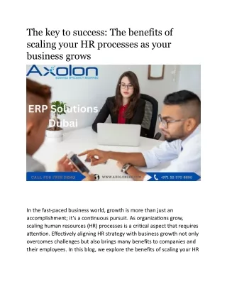 The key to success The benefits of scaling your HR processes as your business grows