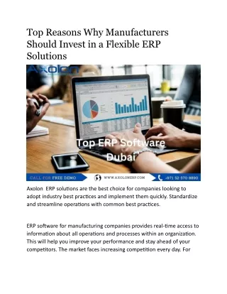 Top Reasons Why Manufacturers Should Invest in a Flexible ERP Solutions