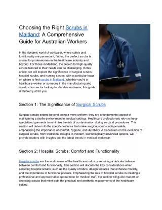 Choosing the Right Scrubs in Maitland_ A Comprehensive Guide for Australian Workers