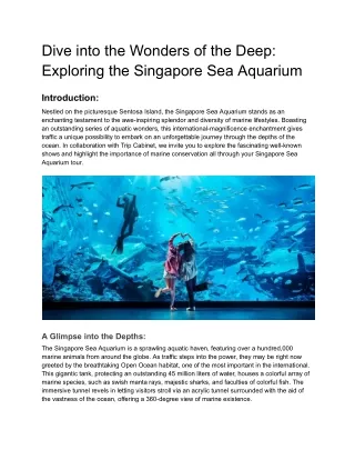 Dive into the Wonders of the Deep_ Exploring the Singapore Sea Aquarium