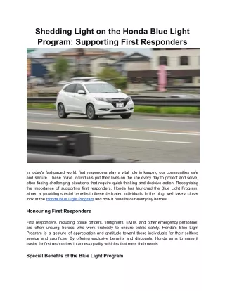 Shedding Light on the Honda Blue Light Program: Supporting First Responders