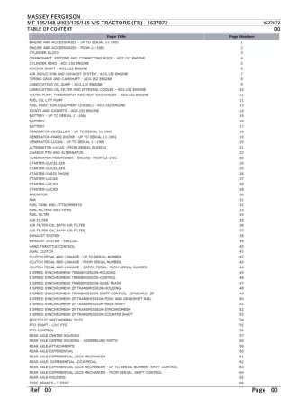 Massey Ferguson MF 135148 MKIII135145 VS TRACTORS (FR) Parts Catalogue Manual