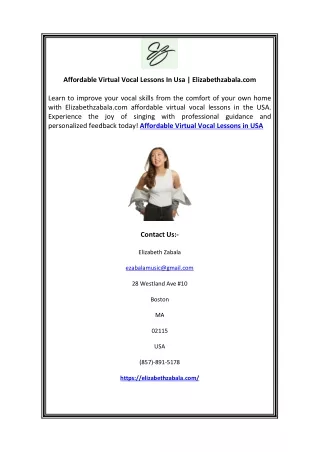 Affordable Virtual Vocal Lessons In Usa | Elizabethzabala.com