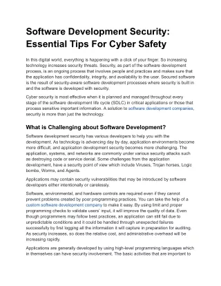 Software Development Security: Essential Tips For Cyber Safety