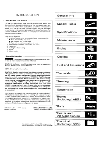 1993 Honda Accord Service Repair Manual