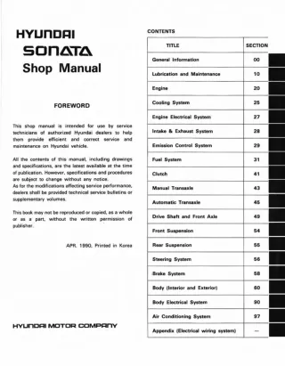 1993 Hyundai Sonata Service Repair Manual