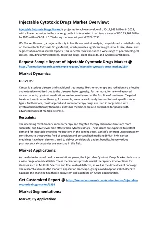 Injectable Cytotoxic Drugs Market Overview
