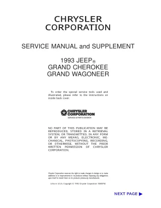 1993 Jeep Grand Cherokee Service Repair Manual