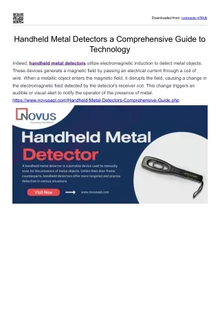 Handheld Metal Detectors a Comprehensive Guide to Technology