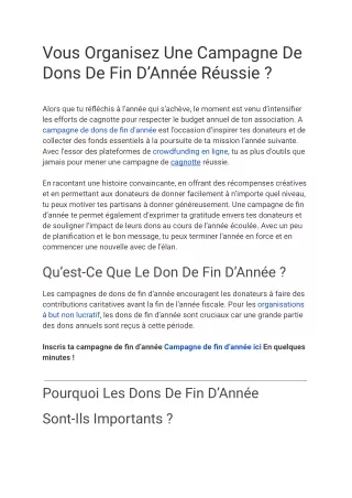 Vous Organisez Une Campagne De Dons De Fin D’Année Réussie