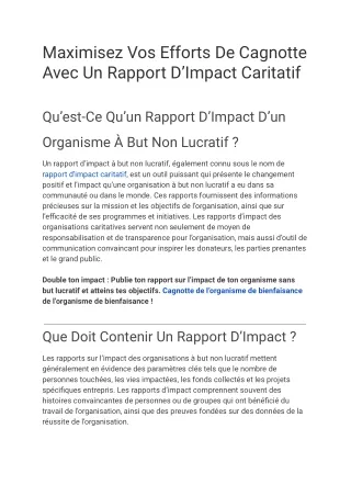 Maximisez Vos Efforts De Collecte De Fonds Avec Un Rapport D’impact Caritatif