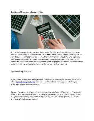 Best Financial & Investment Calculator Online